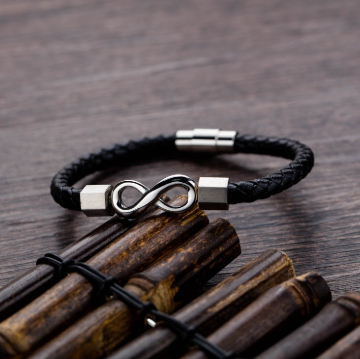 The Infinity Bracelet - Leather & Steel