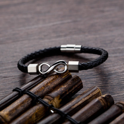 The Infinity Bracelet - Leather & Steel