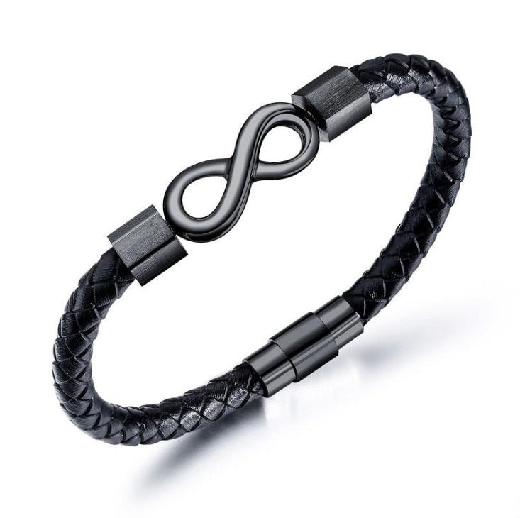 The Infinity Bracelet - Leather & Steel