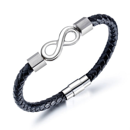 The Infinity Bracelet - Leather & Steel